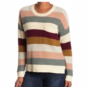 Madewell Oversized Sweater Thompson Color Block Stripe Ribbed Cotton Blend